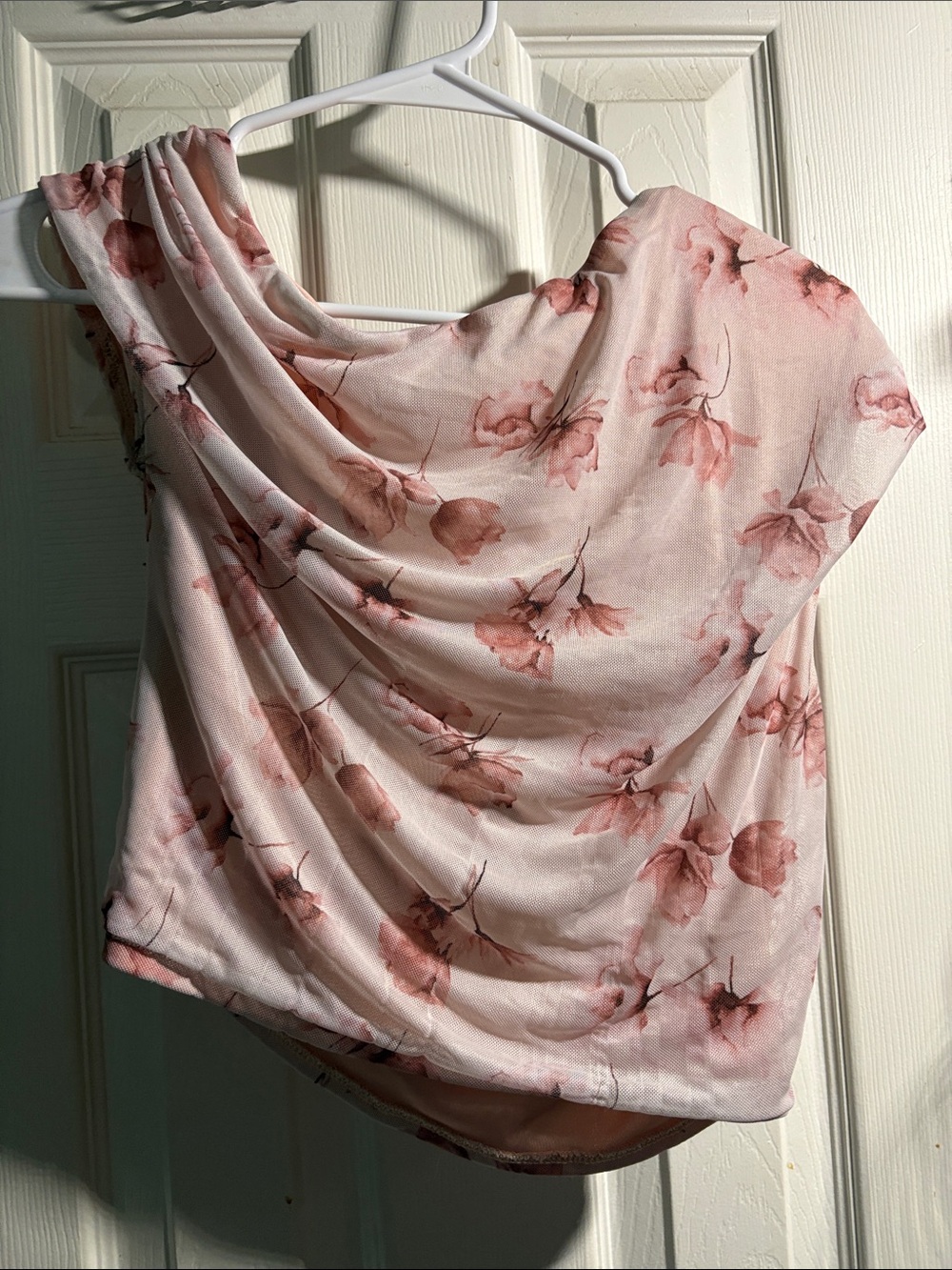 Fashion Nova Floral Draped Crop Top in Pink Like New